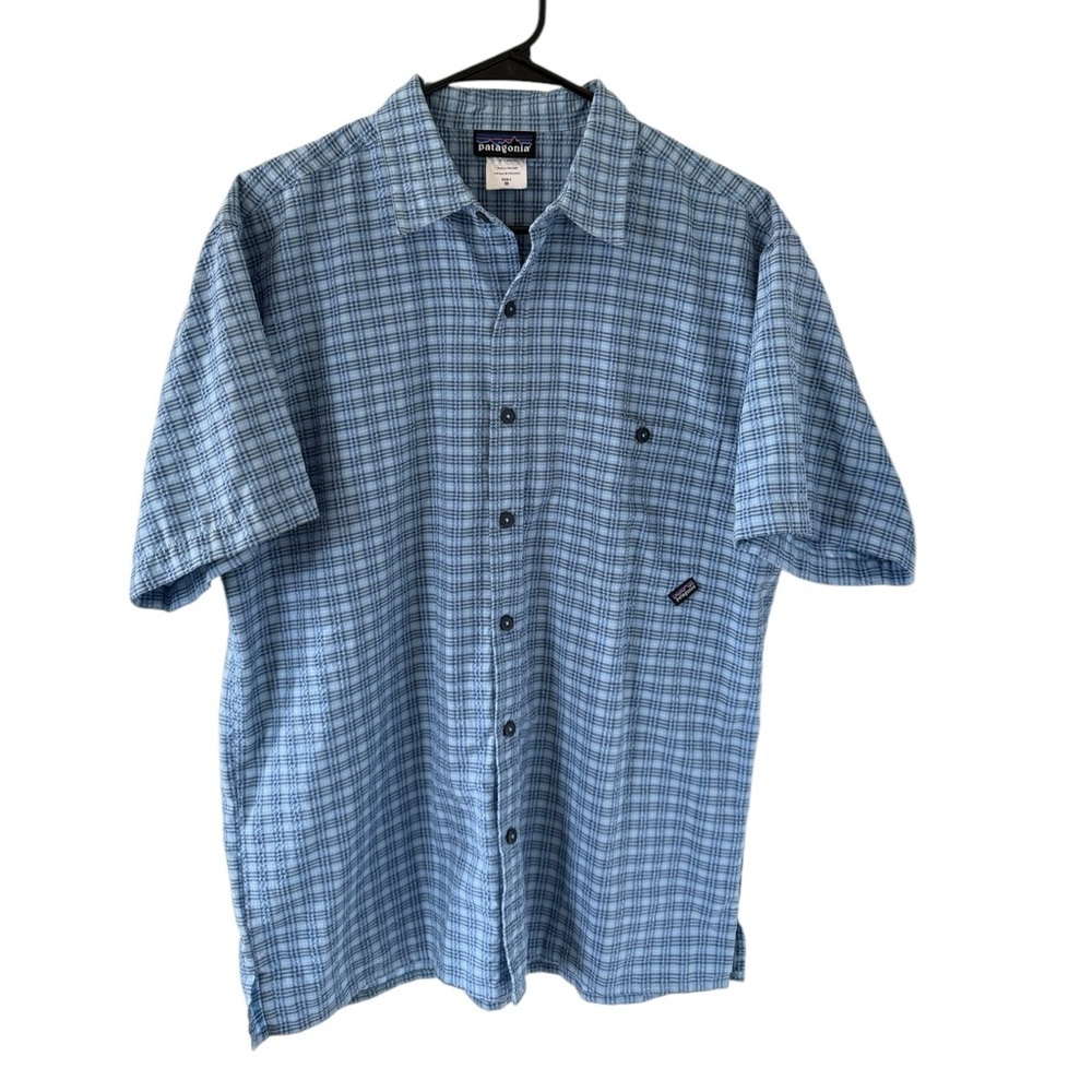 Patagonia Men's Blue Button Down Checkered Shirt